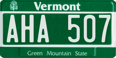 VT license plate AHA507