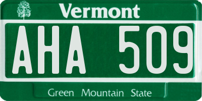 VT license plate AHA509