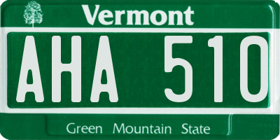 VT license plate AHA510