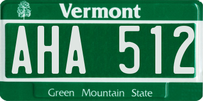 VT license plate AHA512