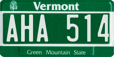 VT license plate AHA514