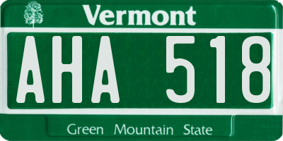 VT license plate AHA518