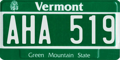 VT license plate AHA519