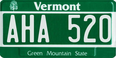 VT license plate AHA520