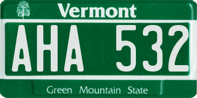 VT license plate AHA532
