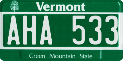 VT license plate AHA533