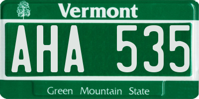VT license plate AHA535
