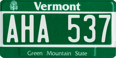 VT license plate AHA537