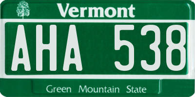 VT license plate AHA538