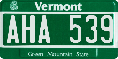 VT license plate AHA539