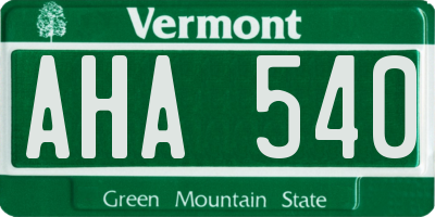 VT license plate AHA540
