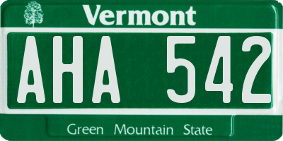 VT license plate AHA542