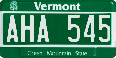 VT license plate AHA545