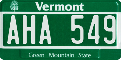 VT license plate AHA549