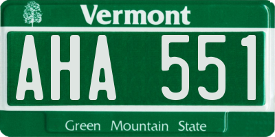 VT license plate AHA551