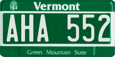 VT license plate AHA552