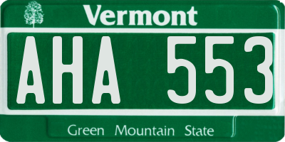 VT license plate AHA553