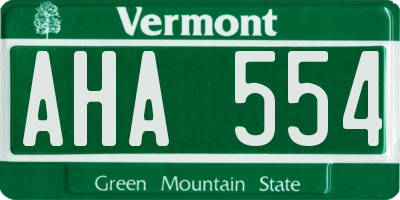 VT license plate AHA554
