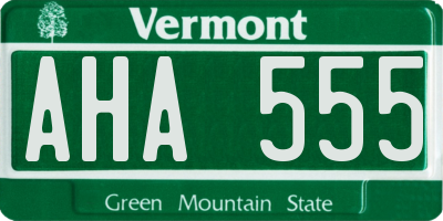 VT license plate AHA555