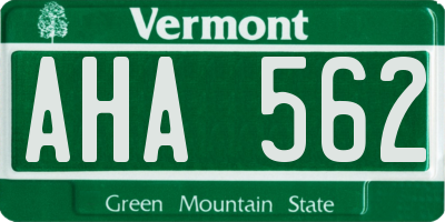 VT license plate AHA562