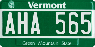 VT license plate AHA565