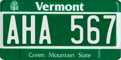 VT license plate AHA567