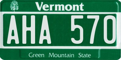 VT license plate AHA570