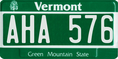 VT license plate AHA576