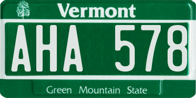 VT license plate AHA578