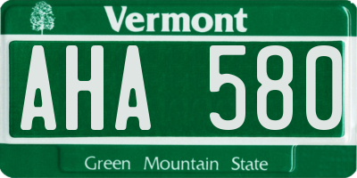 VT license plate AHA580