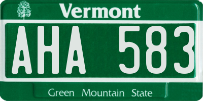 VT license plate AHA583
