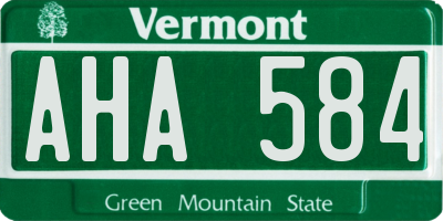 VT license plate AHA584
