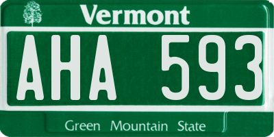 VT license plate AHA593