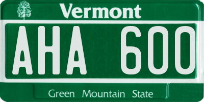 VT license plate AHA600