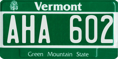 VT license plate AHA602