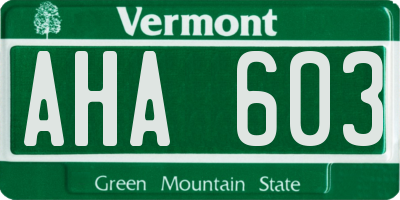 VT license plate AHA603