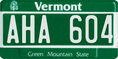 VT license plate AHA604