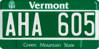 VT license plate AHA605