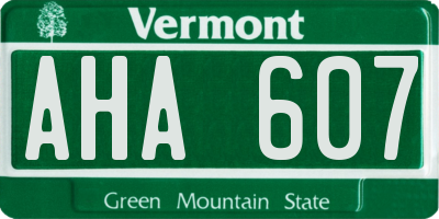 VT license plate AHA607