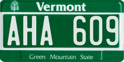 VT license plate AHA609