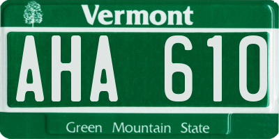 VT license plate AHA610
