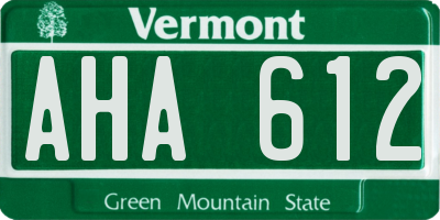 VT license plate AHA612