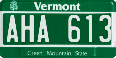 VT license plate AHA613