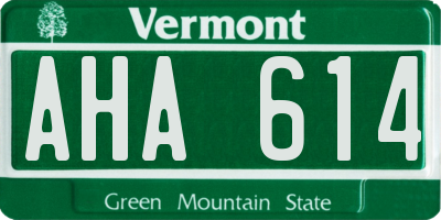 VT license plate AHA614