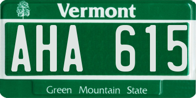 VT license plate AHA615