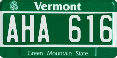 VT license plate AHA616