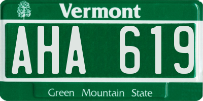 VT license plate AHA619