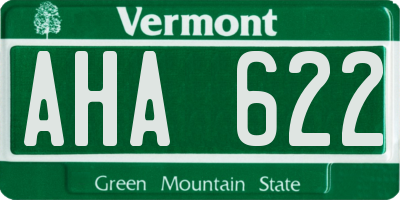 VT license plate AHA622