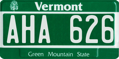 VT license plate AHA626