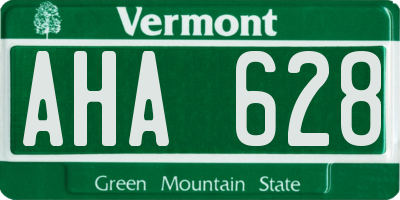 VT license plate AHA628
